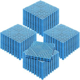 Interlocking Tile 50PCS Blue, Drainage Tiles 12" x 12" Splicing, Soft PVC Interlocking Drainage Floor Tiles, Non-Slip Drainage Holes for Restroom