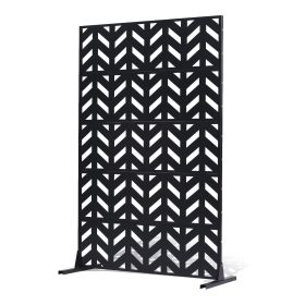 Metal Privacy Screen, 47" W x 72" H, Outdoor Privacy Screens 5-Panel, Freestanding Outdoor Divider with Stand